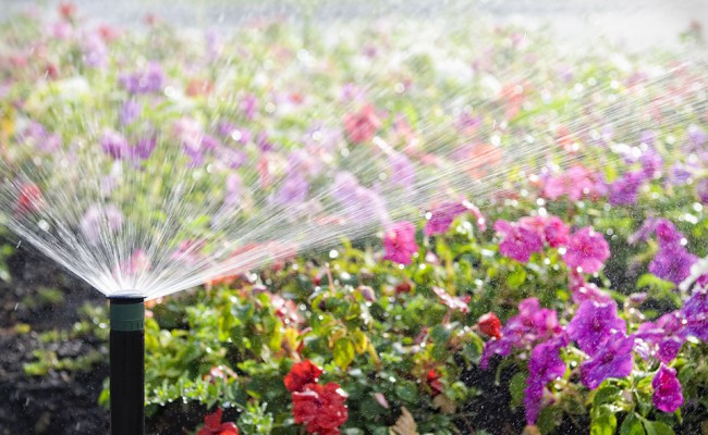 Automatic Sprinkler Watering Flowers